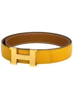 Hermes Constance Reversible Belt Leather Yellow Brown